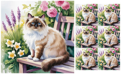 DecoCraft - Scenic Tiles Series - Watercolor Pets - Birman