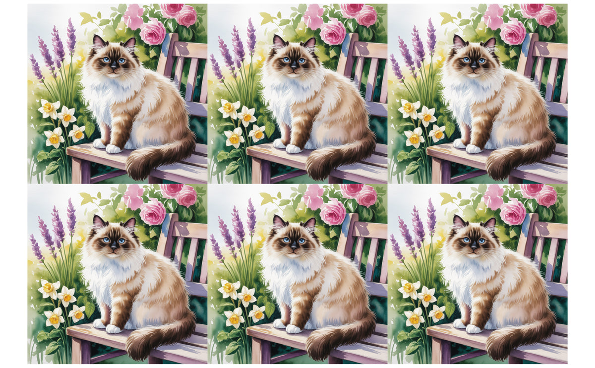 DecoCraft - Scenic Tiles Series - Watercolor Pets - Birman