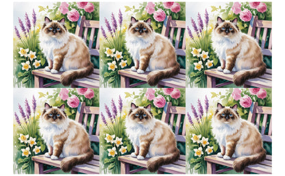 DecoCraft - Scenic Tiles Series - Watercolor Pets - Birman