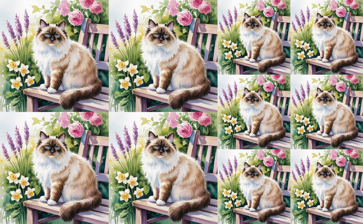 DecoCraft - Scenic Tiles Series - Watercolor Pets - Birman