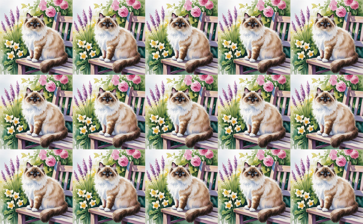 DecoCraft - Scenic Tiles Series - Watercolor Pets - Birman