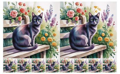 DecoCraft - Scenic Tiles Series - Watercolor Pets - Tabby - Black