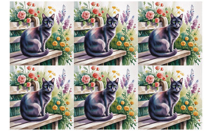 DecoCraft - Scenic Tiles Series - Watercolor Pets - Tabby - Black