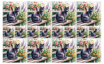DecoCraft - Scenic Tiles Series - Watercolor Pets - Tabby - Black