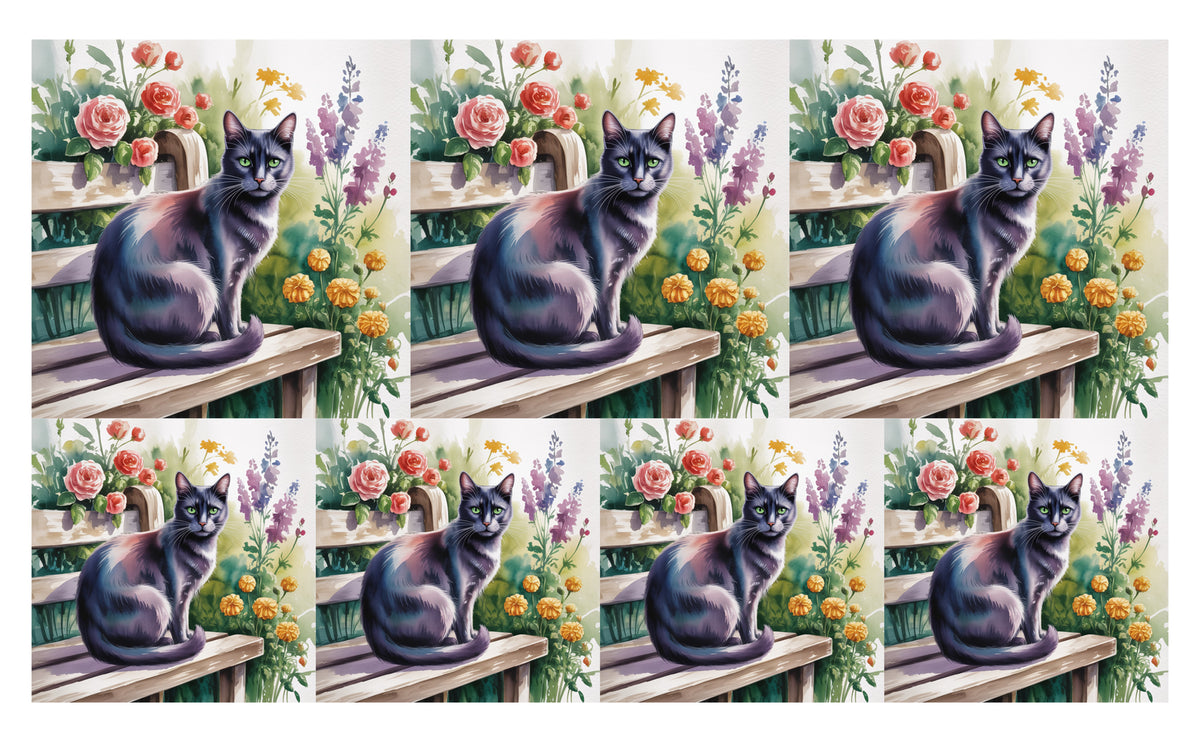 DecoCraft - Scenic Tiles Series - Watercolor Pets - Tabby - Black