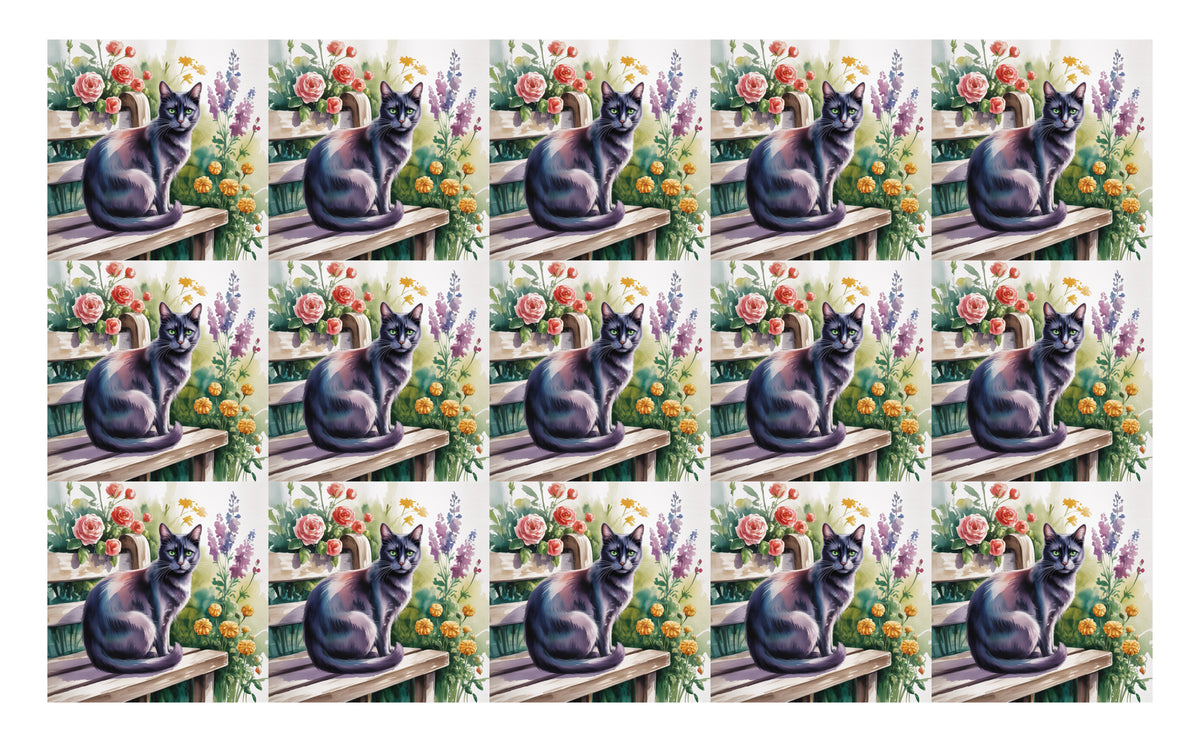 DecoCraft - Scenic Tiles Series - Watercolor Pets - Tabby - Black