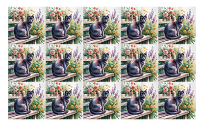 DecoCraft - Scenic Tiles Series - Watercolor Pets - Tabby - Black