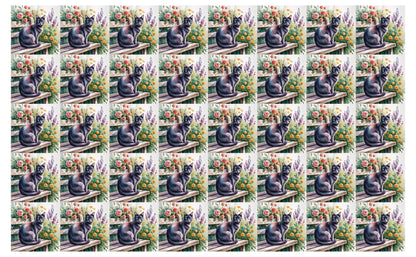 DecoCraft - Scenic Tiles Series - Watercolor Pets - Tabby - Black