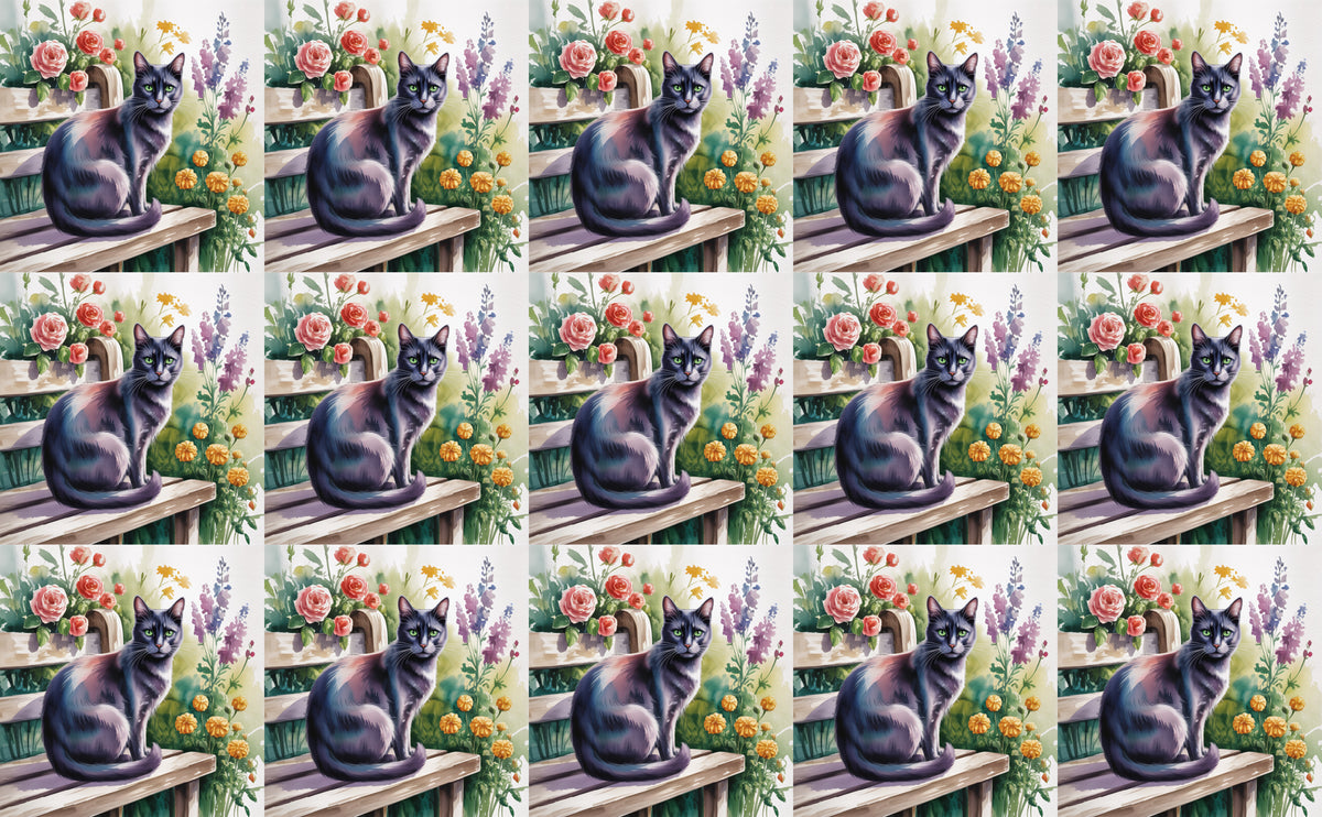 DecoCraft - Scenic Tiles Series - Watercolor Pets - Tabby - Black