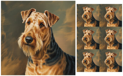 DecoCraft - Scenic Tiles Series - Oil Painting Pets - Airedale Terrier