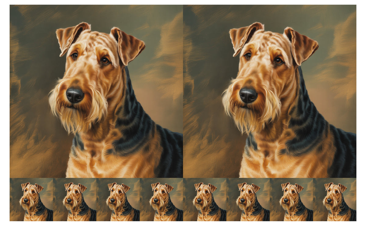 DecoCraft - Scenic Tiles Series - Oil Painting Pets - Airedale Terrier