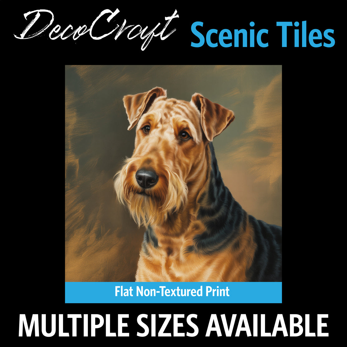 DecoCraft - Scenic Tiles Series - Oil Painting Pets - Airedale Terrier