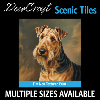 DecoCraft - Scenic Tiles Series - Oil Painting Pets - Airedale Terrier