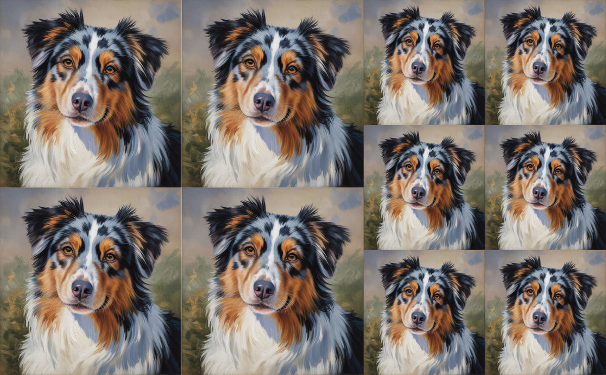 DecoCraft - Scenic Tiles Series - Oil Painting Pets - Australian Shepherd