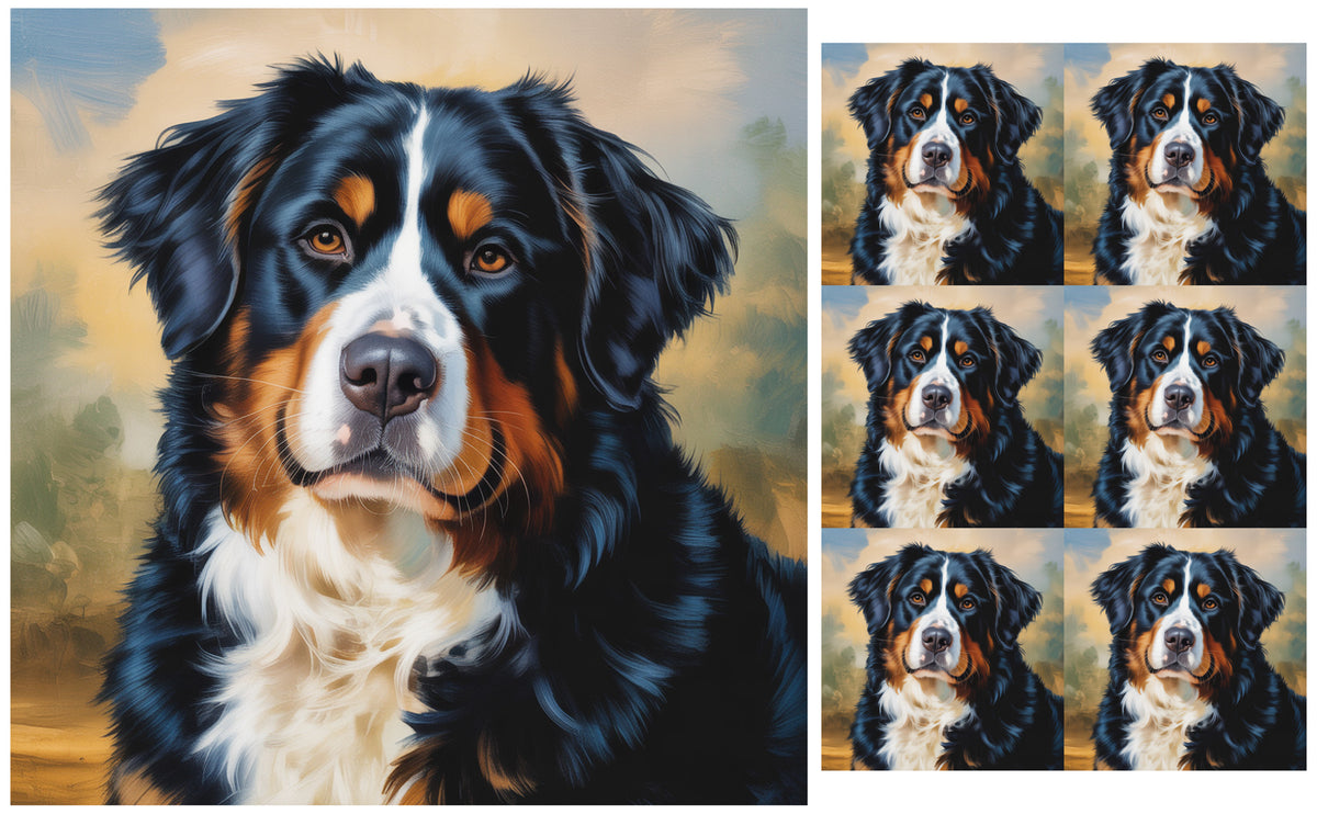 DecoCraft - Scenic Tiles Series - Oil Painting Pets - Bernese Mountain Dog