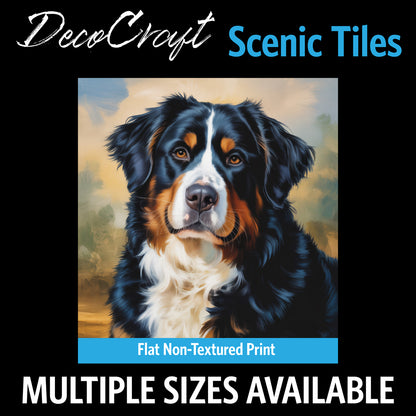 DecoCraft - Scenic Tiles Series - Oil Painting Pets - Bernese Mountain Dog
