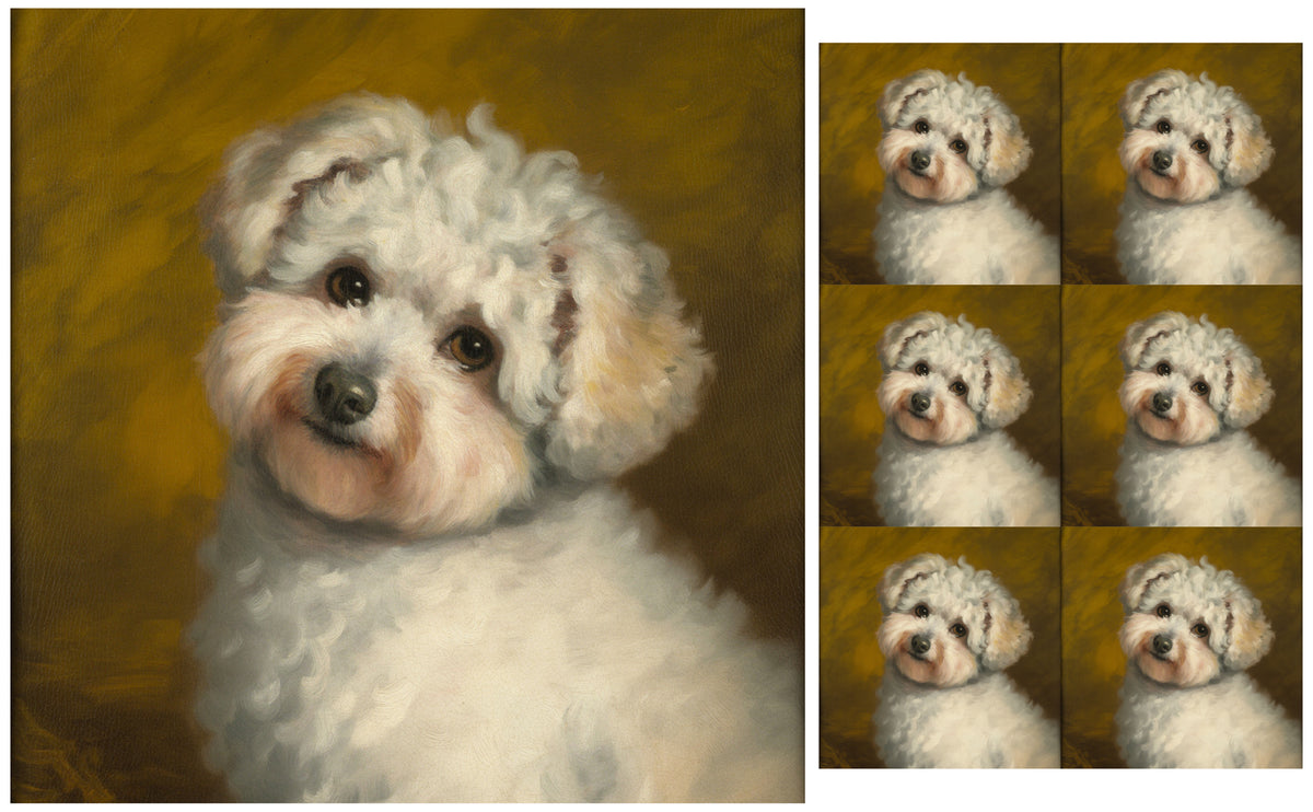 DecoCraft - Scenic Tiles Series - Oil Painting Pets - Bichon Friese