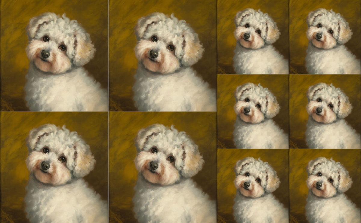DecoCraft - Scenic Tiles Series - Oil Painting Pets - Bichon Friese