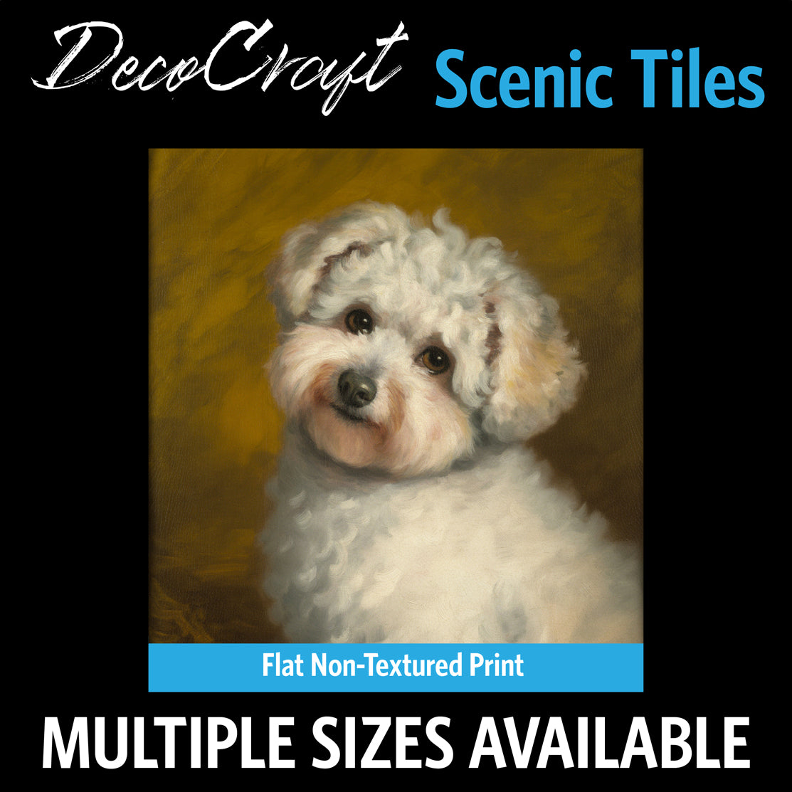 DecoCraft - Scenic Tiles Series - Oil Painting Pets - Bichon Friese