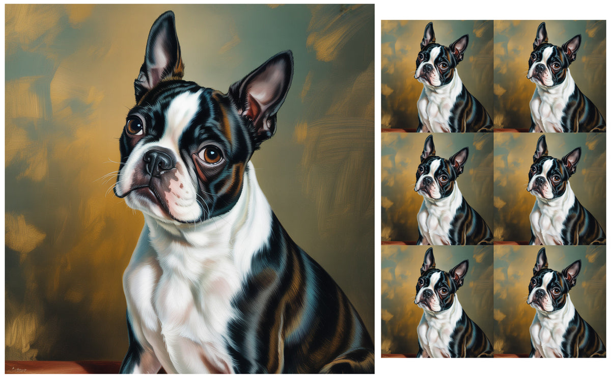 DecoCraft - Scenic Tiles Series - Oil Painting Pets - Boston Terrier