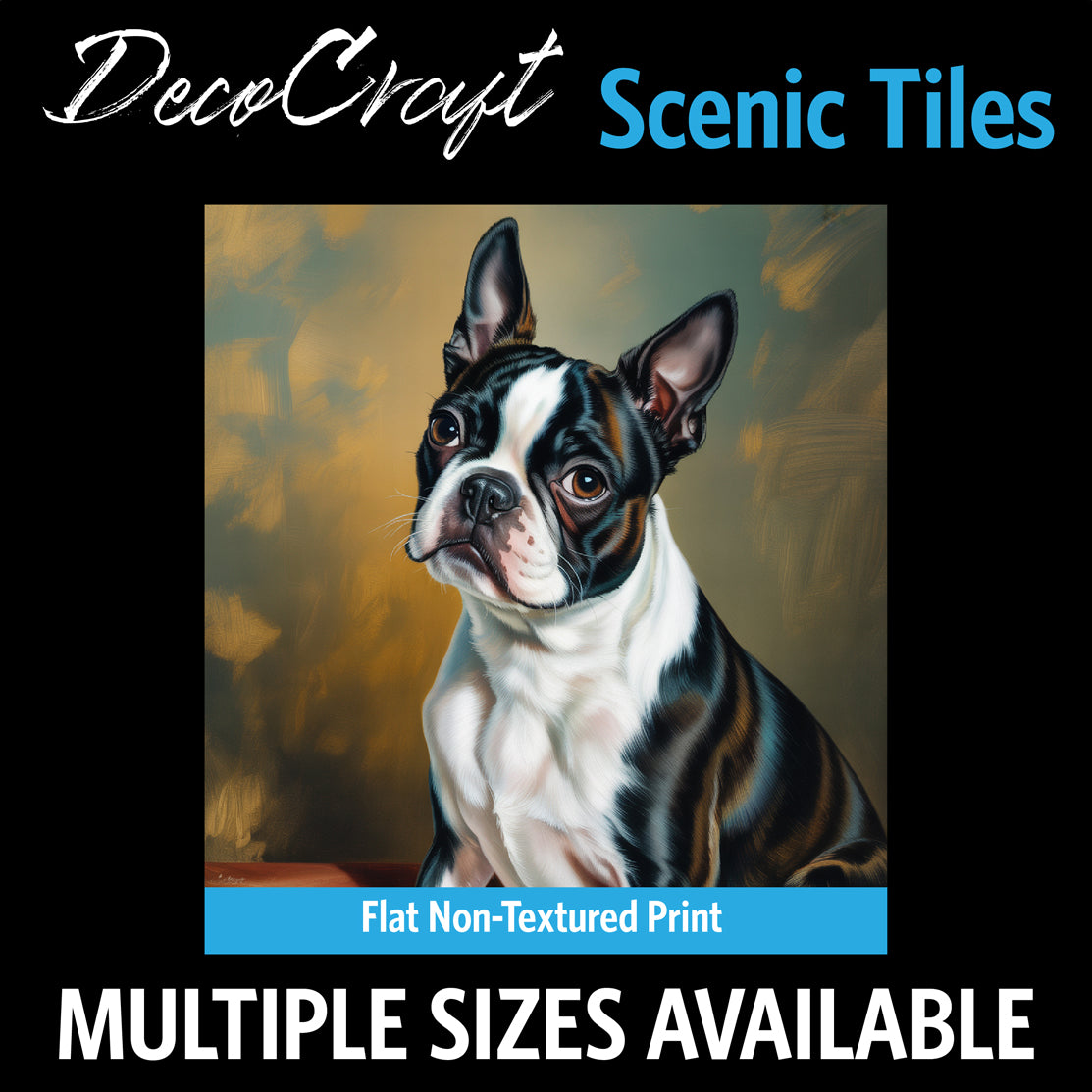 DecoCraft - Scenic Tiles Series - Oil Painting Pets - Boston Terrier
