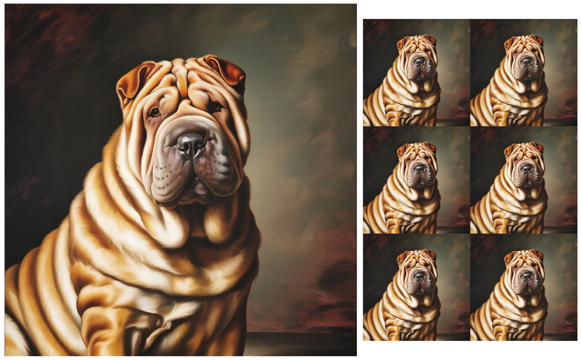 DecoCraft - Scenic Tiles Series - Oil Painting Pets - Chinese Shar Pei