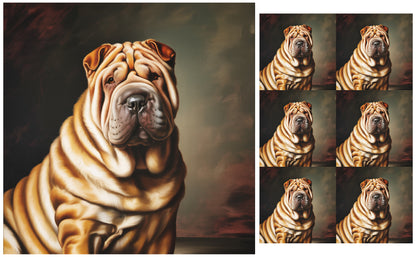 DecoCraft - Scenic Tiles Series - Oil Painting Pets - Chinese Shar Pei