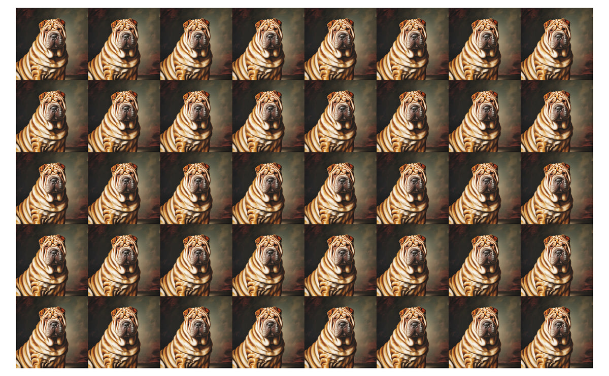 DecoCraft - Scenic Tiles Series - Oil Painting Pets - Chinese Shar Pei