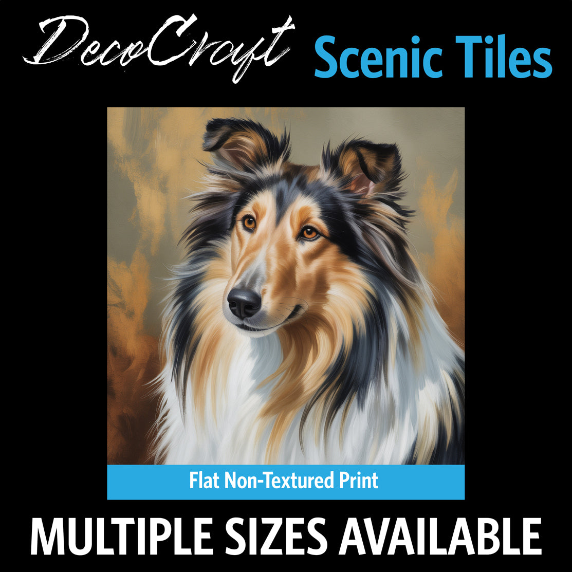 DecoCraft - Scenic Tiles Series - Oil Painting Pets - Collie