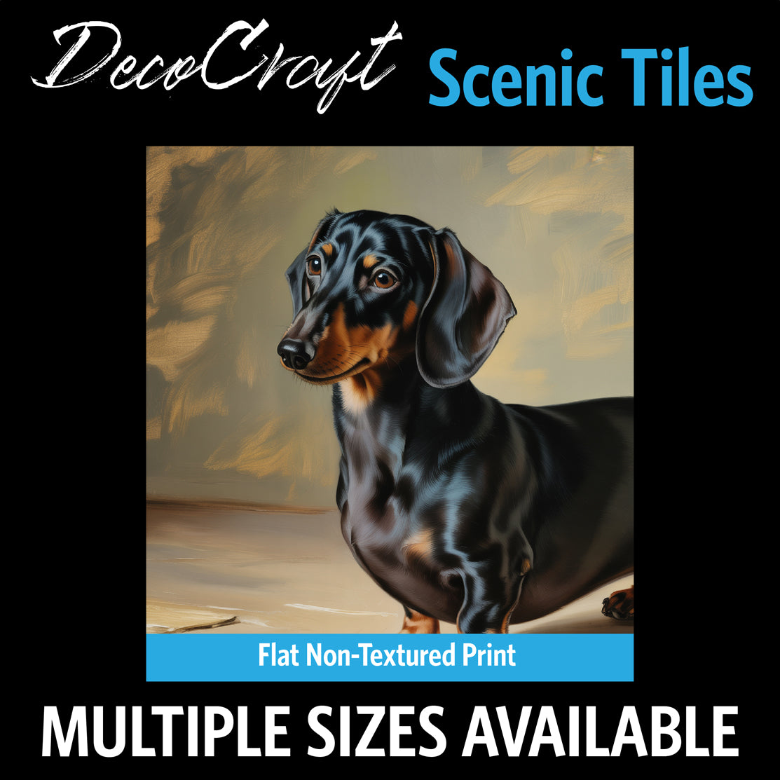 DecoCraft - Scenic Tiles Series - Oil Painting Pets - Daschund