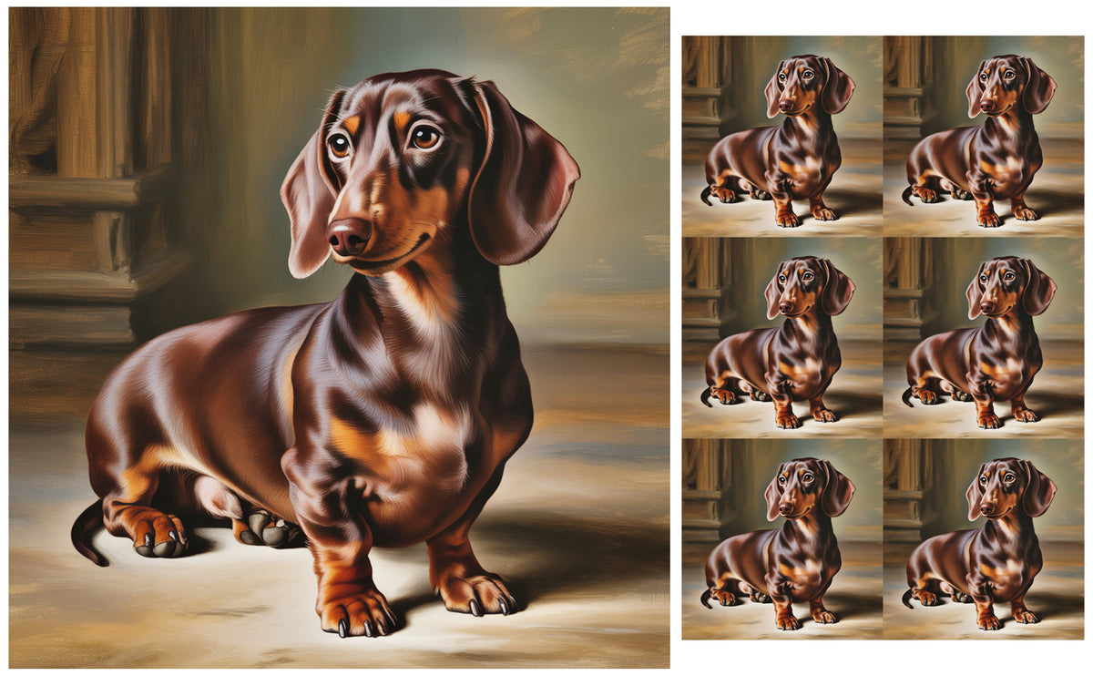 DecoCraft - Scenic Tiles Series - Oil Painting Pets - Daschund II