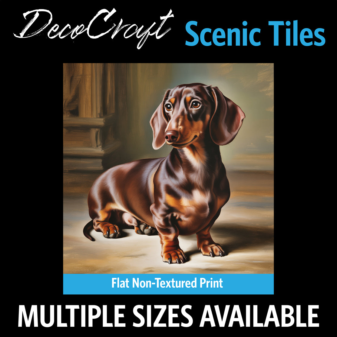 DecoCraft - Scenic Tiles Series - Oil Painting Pets - Daschund II