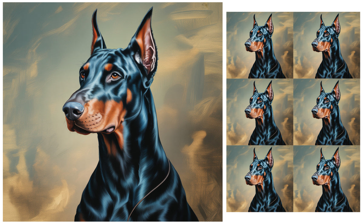 DecoCraft - Scenic Tiles Series - Oil Painting Pets - Doberman