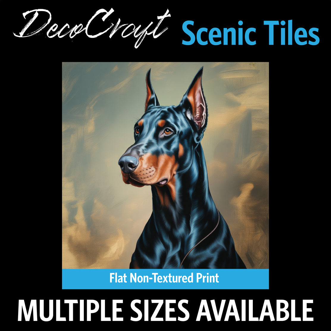 DecoCraft - Scenic Tiles Series - Oil Painting Pets - Doberman