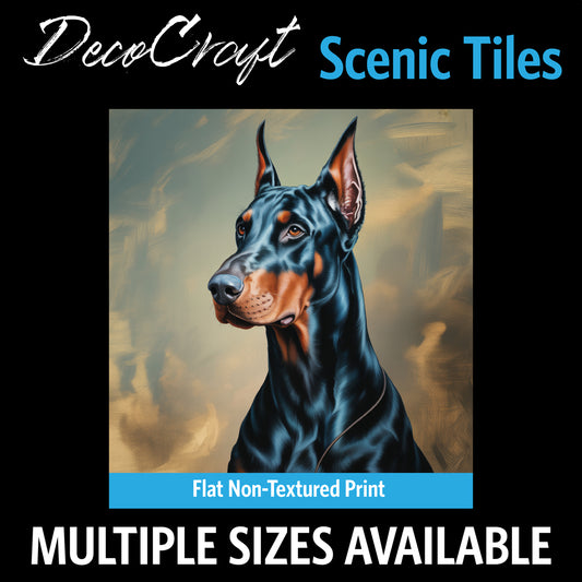 DecoCraft - Scenic Tiles Series - Oil Painting Pets - Doberman