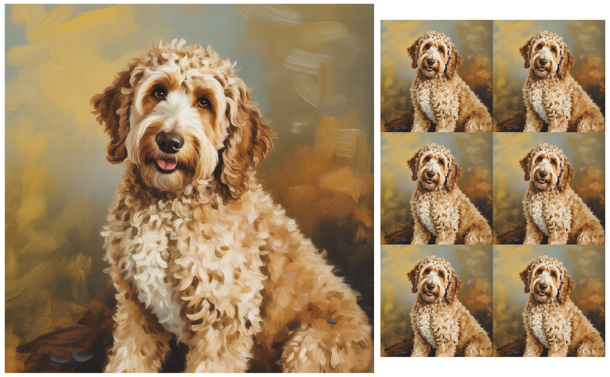 DecoCraft - Scenic Tiles Series - Oil Painting Pets - Golden Doodle