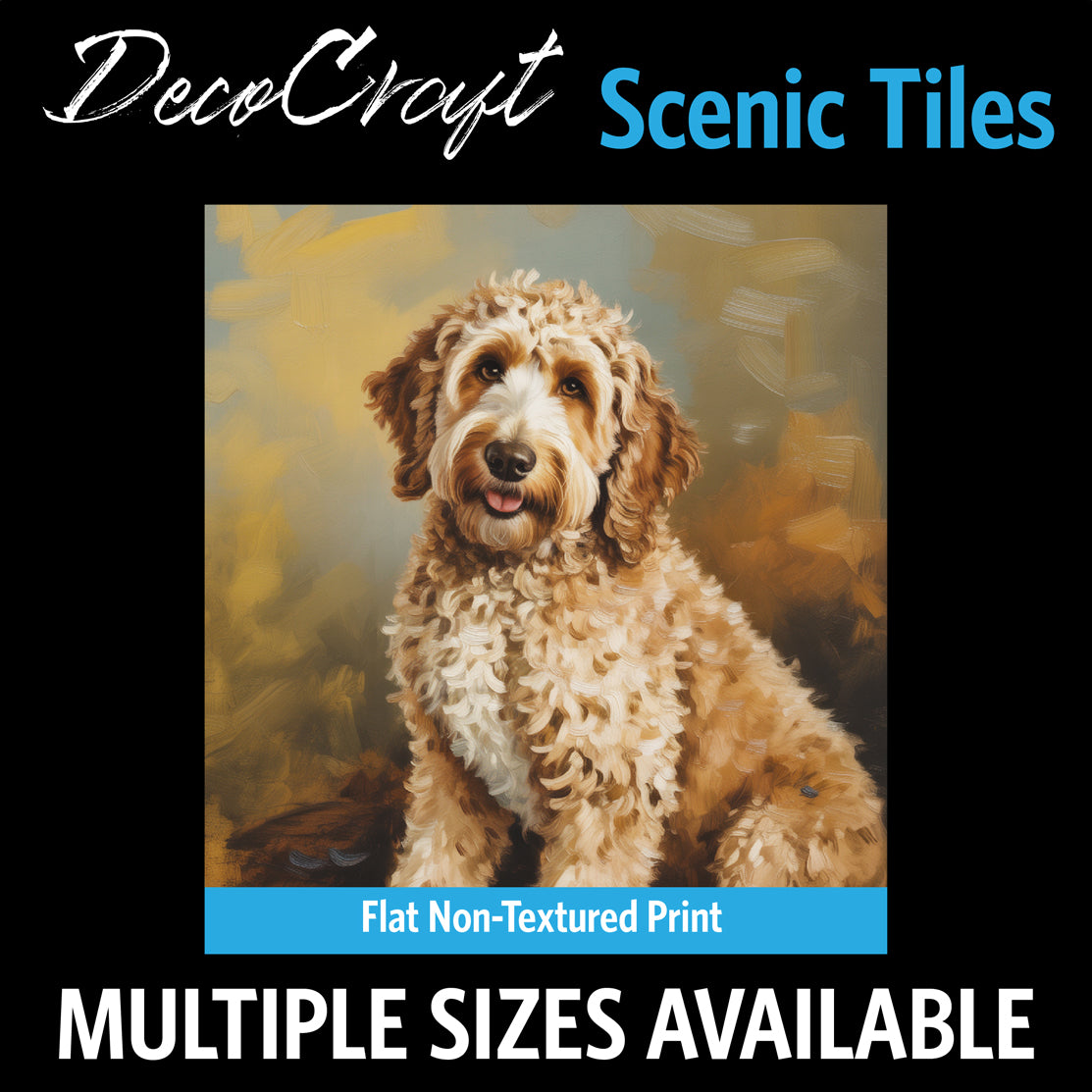 DecoCraft - Scenic Tiles Series - Oil Painting Pets - Golden Doodle