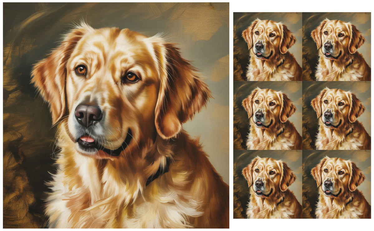 DecoCraft - Scenic Tiles Series - Oil Painting Pets - Golden Retriever