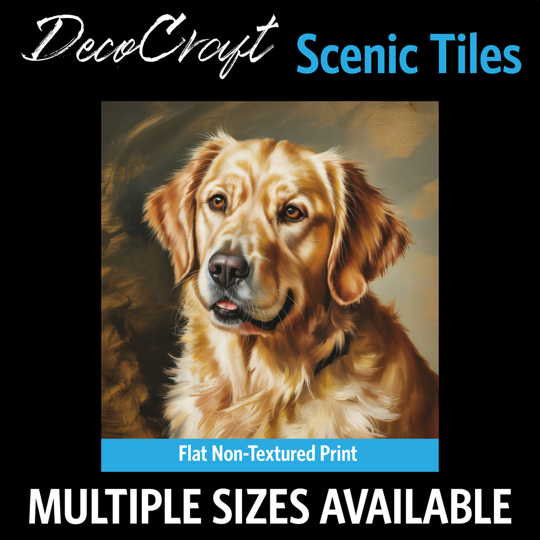 DecoCraft - Scenic Tiles Series - Oil Painting Pets - Golden Retriever