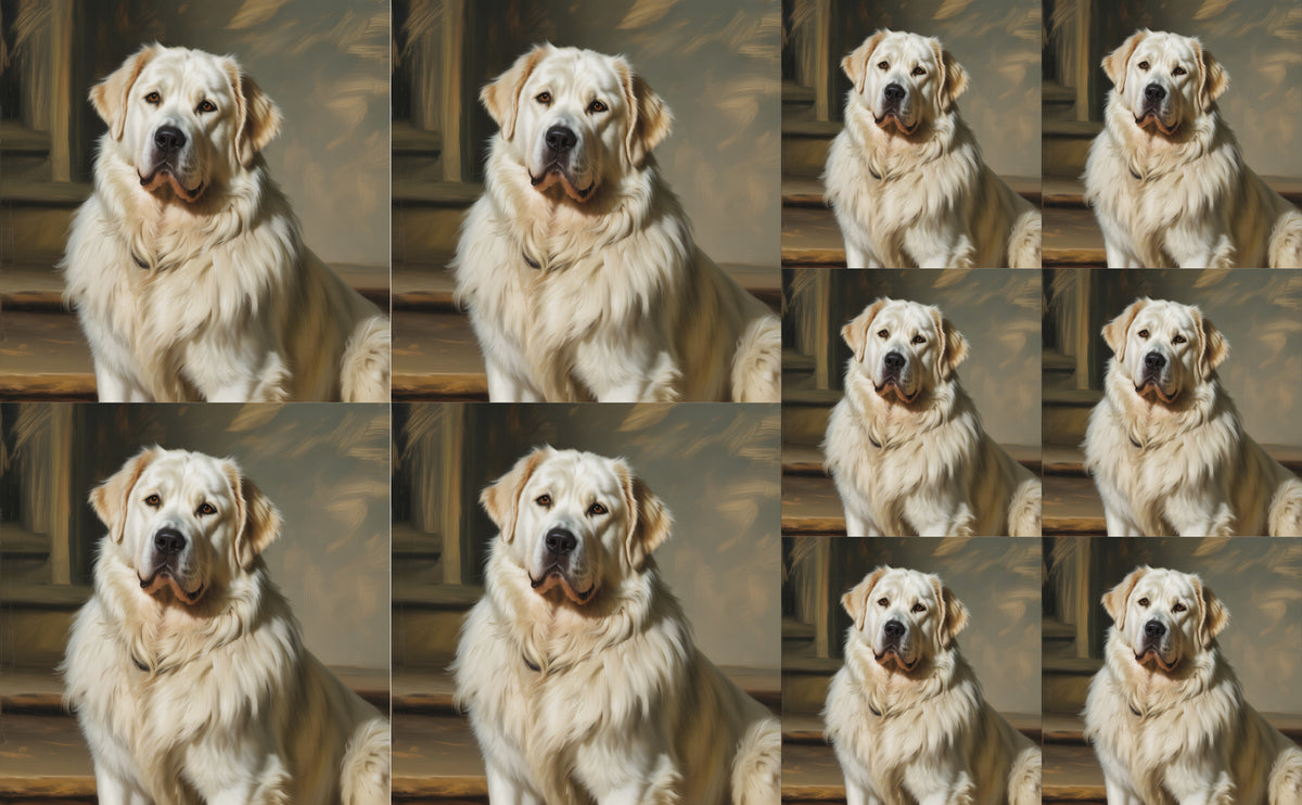 DecoCraft - Scenic Tiles Series - Oil Painting Pets - Great Pyrenees