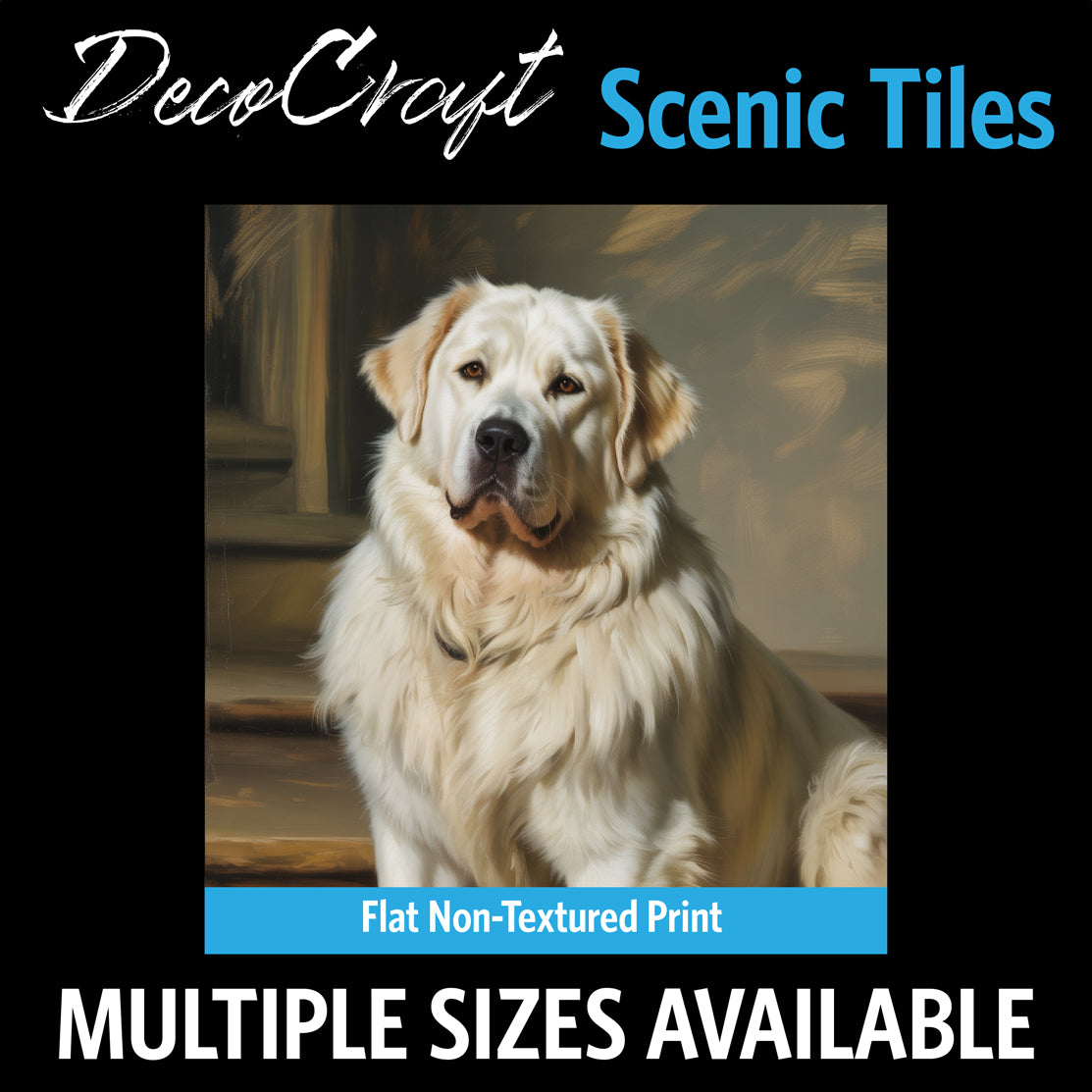 DecoCraft - Scenic Tiles Series - Oil Painting Pets - Great Pyrenees