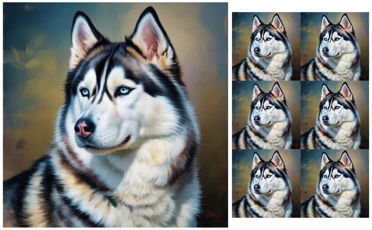 DecoCraft - Scenic Tiles Series - Oil Painting Pets - Husky