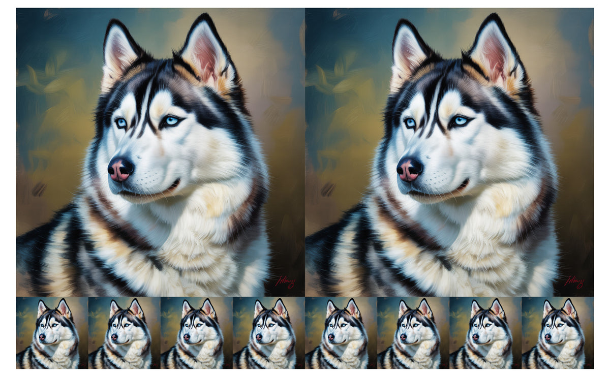 DecoCraft - Scenic Tiles Series - Oil Painting Pets - Husky