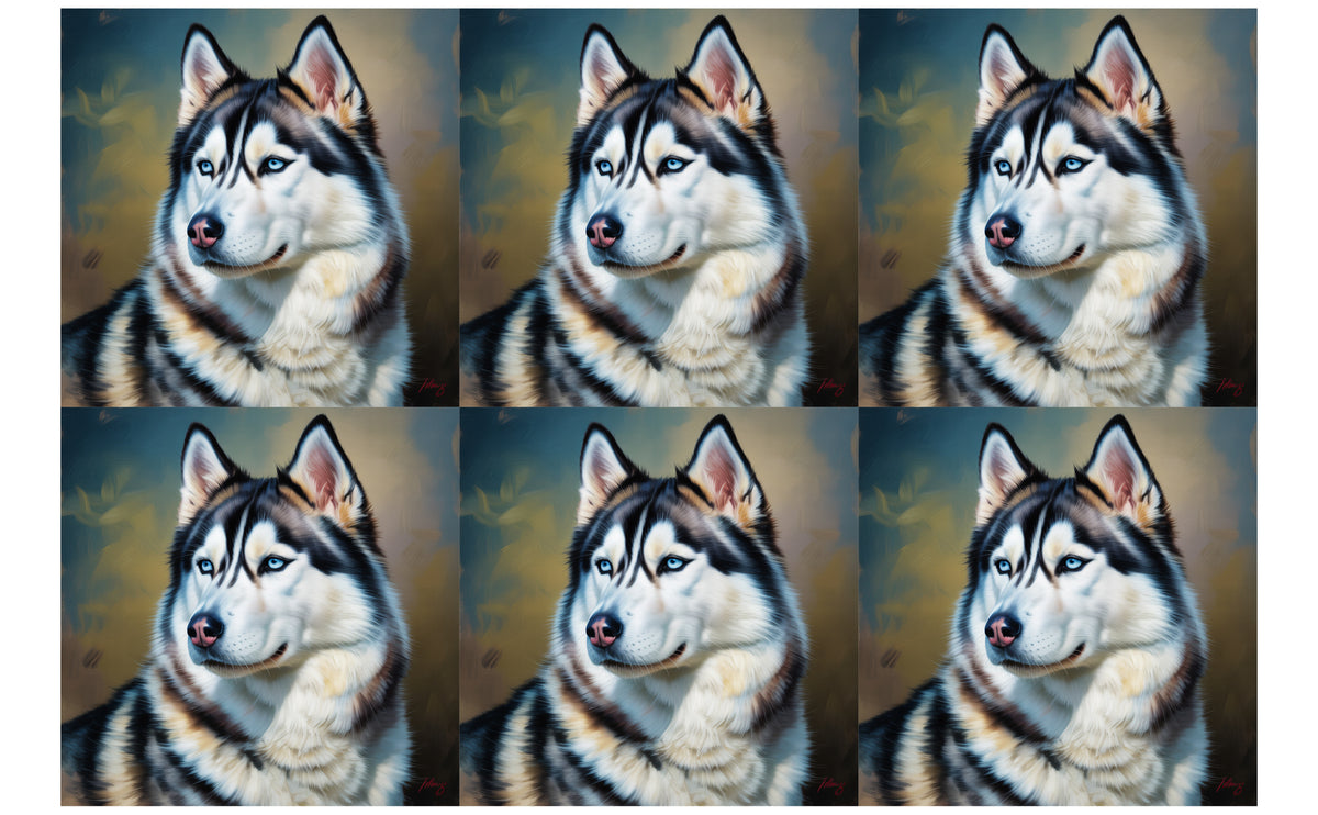 DecoCraft - Scenic Tiles Series - Oil Painting Pets - Husky