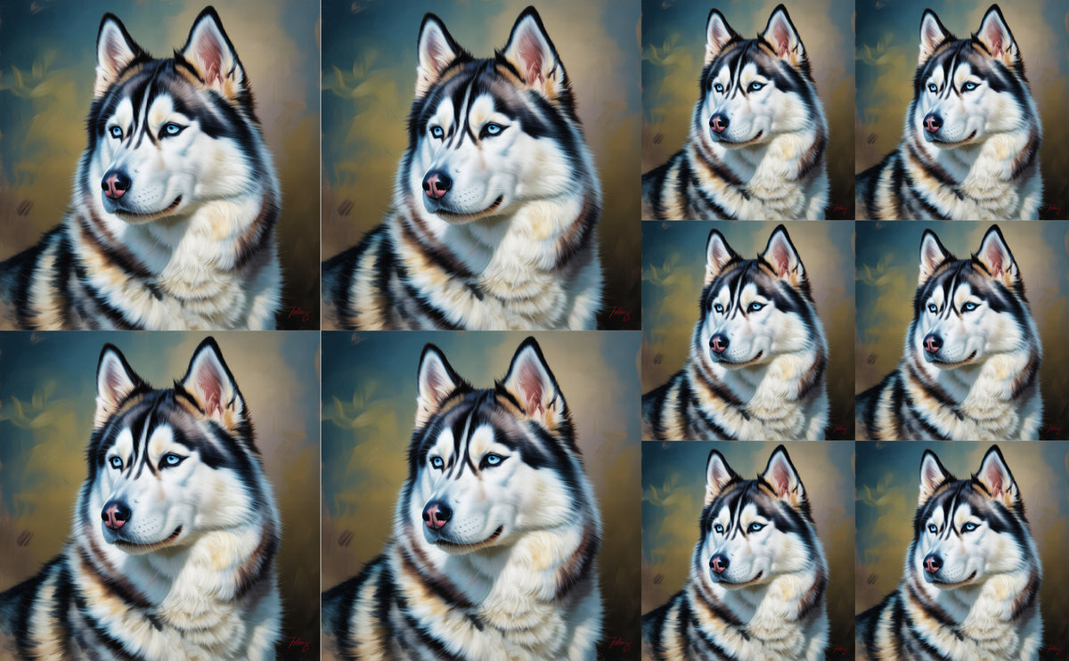 DecoCraft - Scenic Tiles Series - Oil Painting Pets - Husky