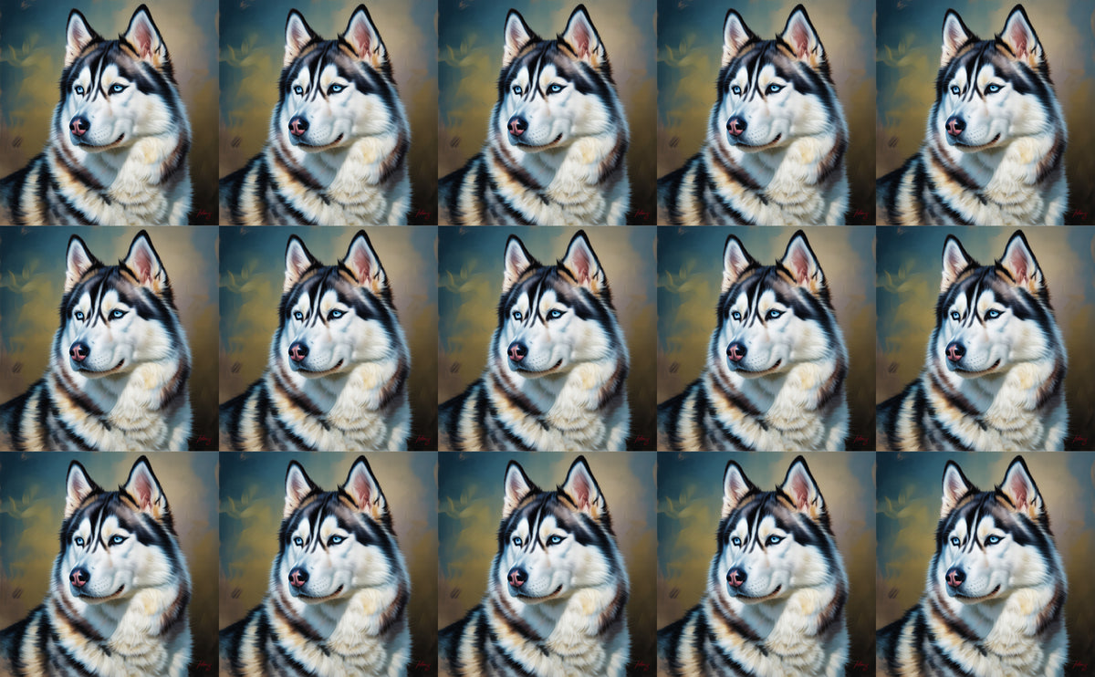 DecoCraft - Scenic Tiles Series - Oil Painting Pets - Husky