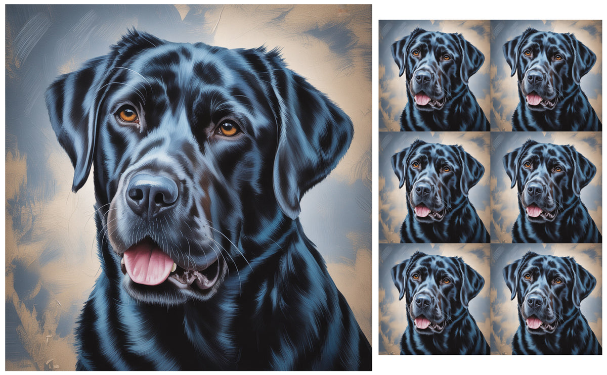DecoCraft - Scenic Tiles Series - Oil Painting Pets - Labrador - Black