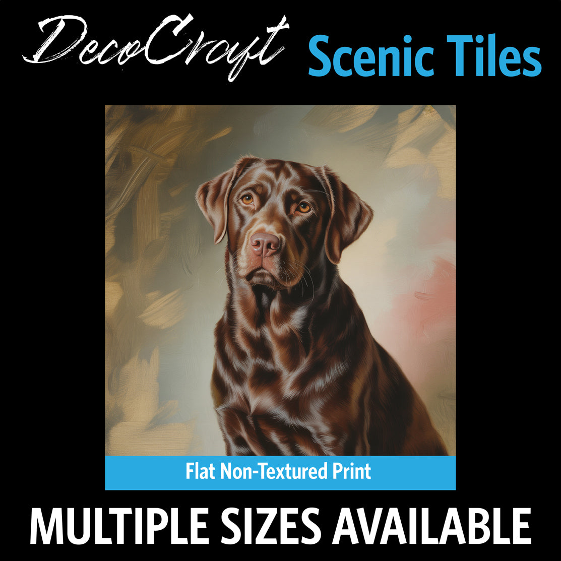 DecoCraft - Scenic Tiles Series - Oil Painting Pets - Labrador - Chocolate