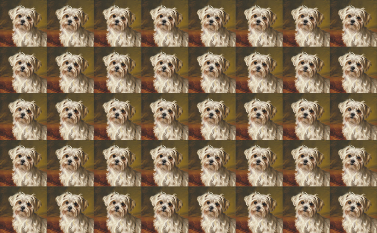 DecoCraft - Scenic Tiles Series - Oil Painting Pets - Maltese