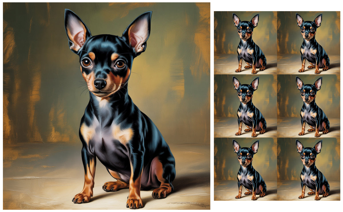 DecoCraft - Scenic Tiles Series - Oil Painting Pets - Miniature Pinscher